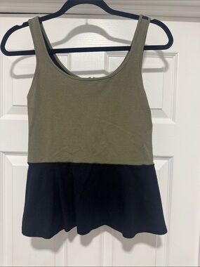 Express Olive Green and Black Colorblock Tank Top